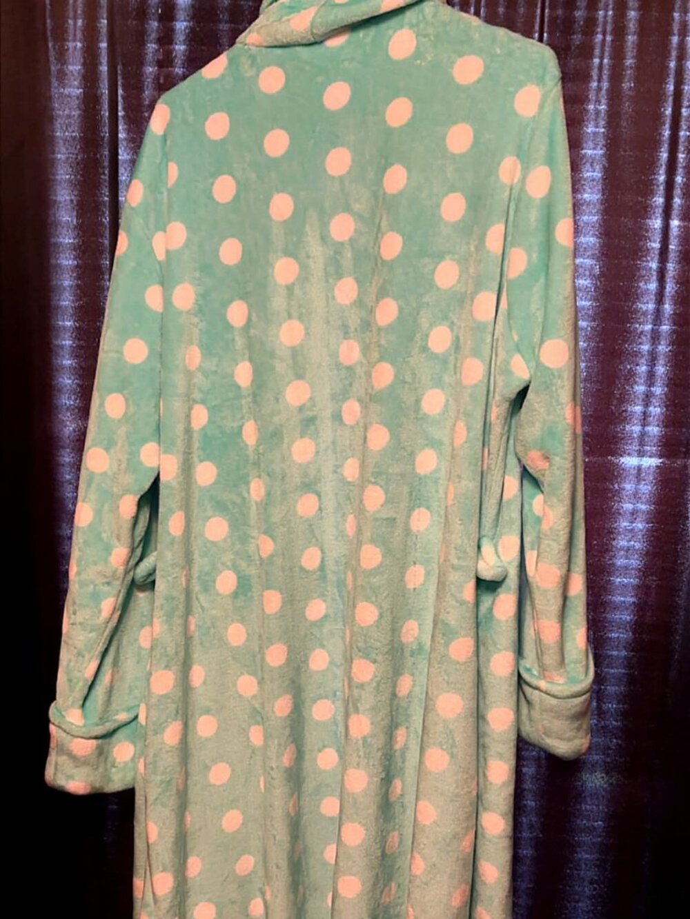 SECRET TREASURE SUPERMINKY SLEEP ROBE SIZE 3X (22W-24W) green/white w/belt long - Picture 2 of 4